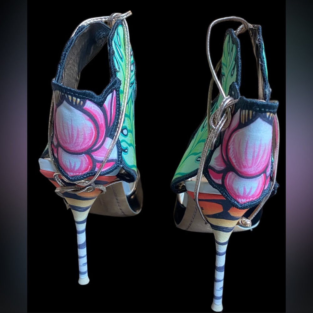 Sophia Webster Jungle Leaf and Flower Ankle Tie Heels - Picture 3 of 11